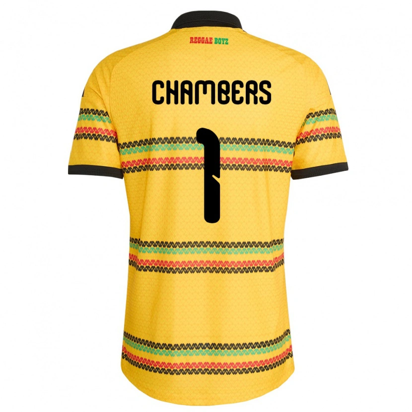 Danxen Mujer Camiseta Jamaica Tafari Chambers #1 Amarillo Negro Verde 1ª Equipación 26-28 La Camisa