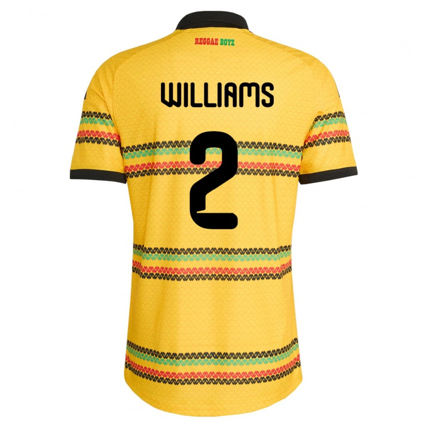 Danxen Mujer Camiseta Jamaica Javin Amani Williams #2 Amarillo Negro Verde 1ª Equipación 26-28 La Camisa