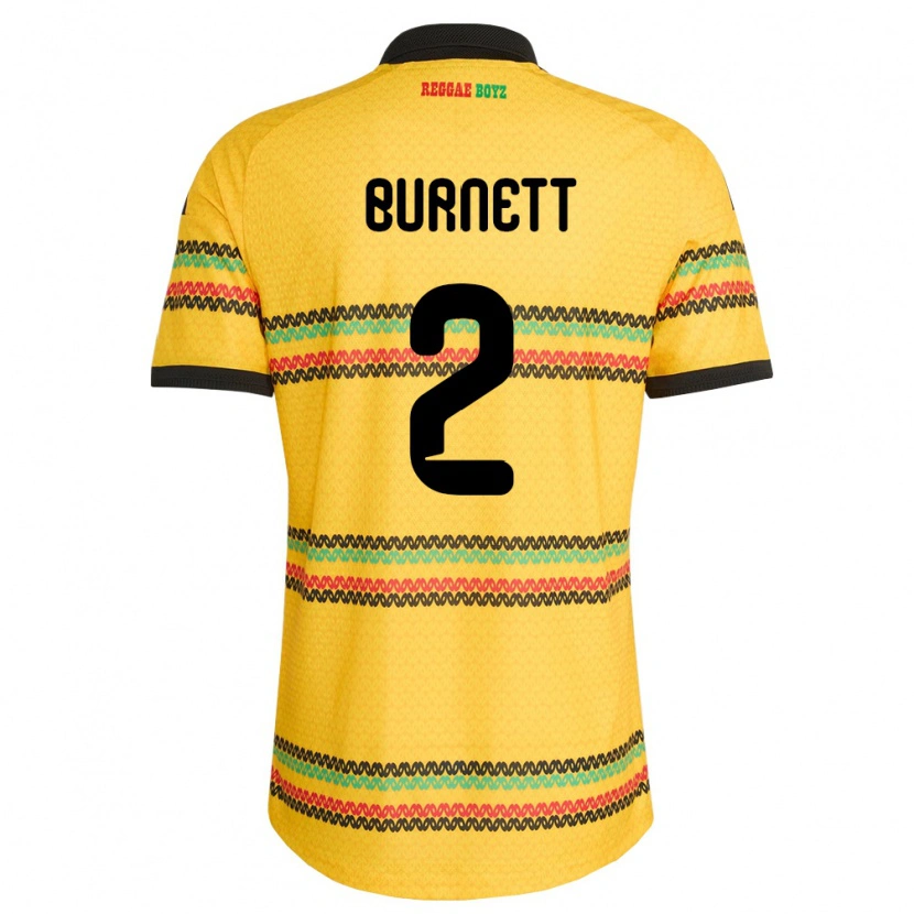 Danxen Mujer Camiseta Jamaica Theanna Burnett #2 Amarillo Negro Verde 1ª Equipación 26-28 La Camisa