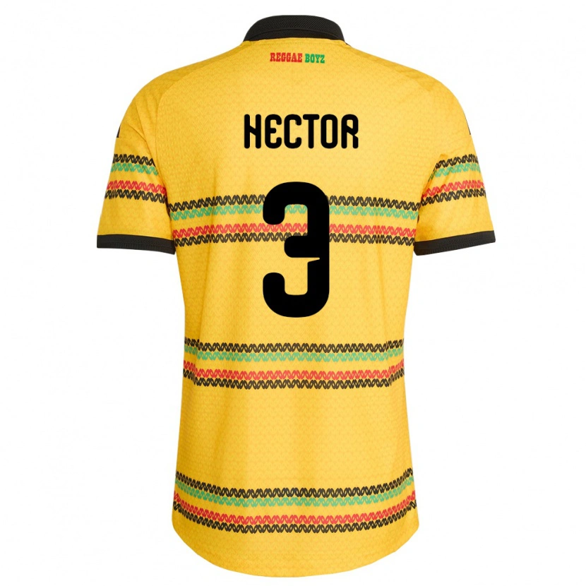 Danxen Mujer Camiseta Jamaica Michael Hector #3 Amarillo Negro Verde 1ª Equipación 26-28 La Camisa