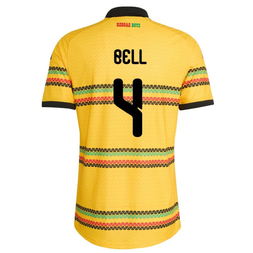 Danxen Mujer Camiseta Jamaica Amari'i Bell #4 Amarillo Negro Verde 1ª Equipación 26-28 La Camisa