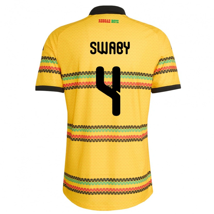 Danxen Mujer Camiseta Jamaica Chantelle Swaby #4 Amarillo Negro Verde 1ª Equipación 26-28 La Camisa