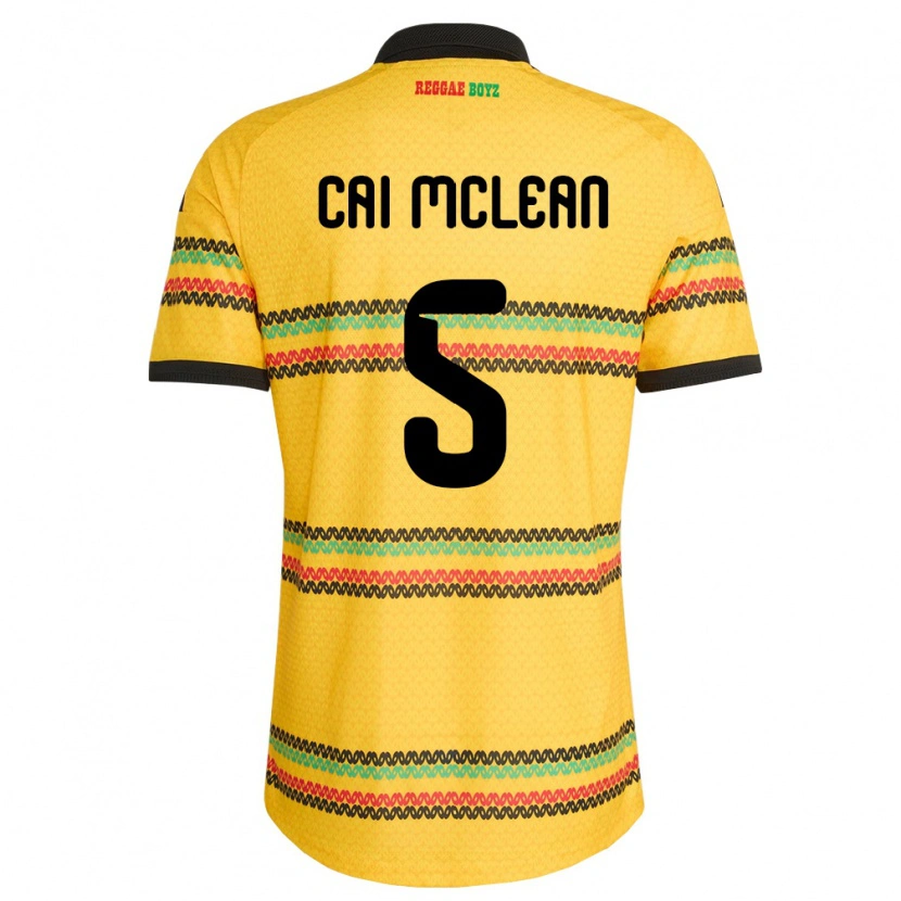 Danxen Mujer Camiseta Jamaica Cai Mclean #5 Amarillo Negro Verde 1ª Equipación 26-28 La Camisa