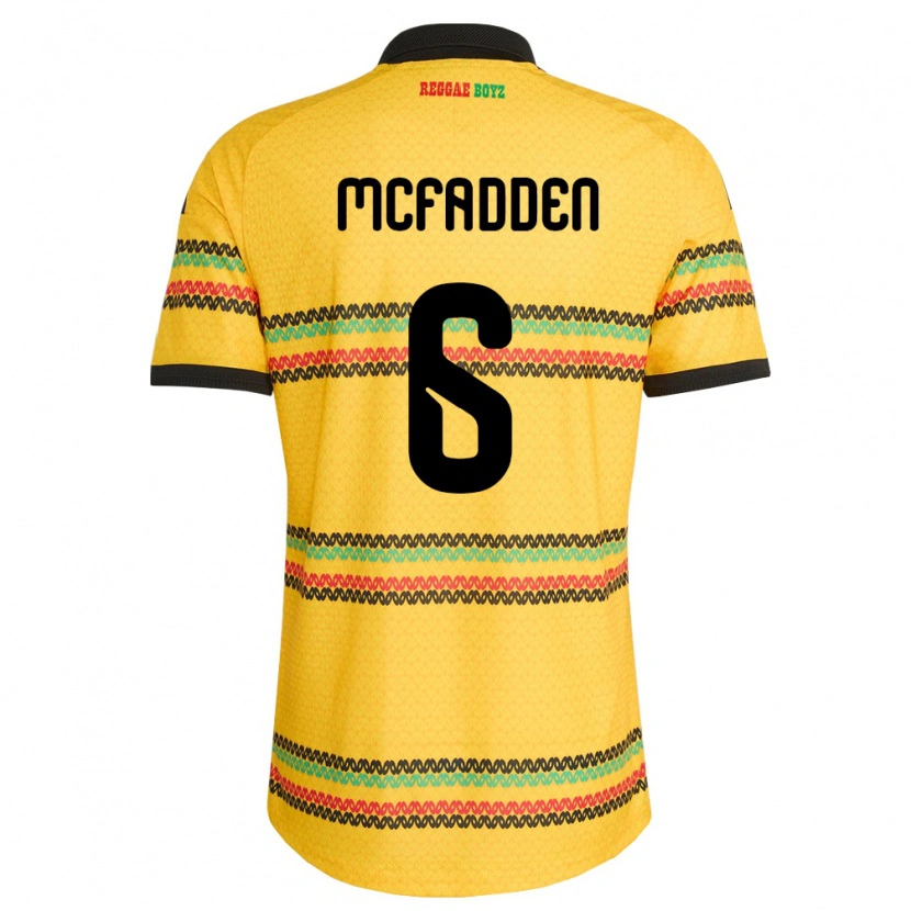 Danxen Mujer Camiseta Jamaica Logan Mcfadden #6 Amarillo Negro Verde 1ª Equipación 26-28 La Camisa
