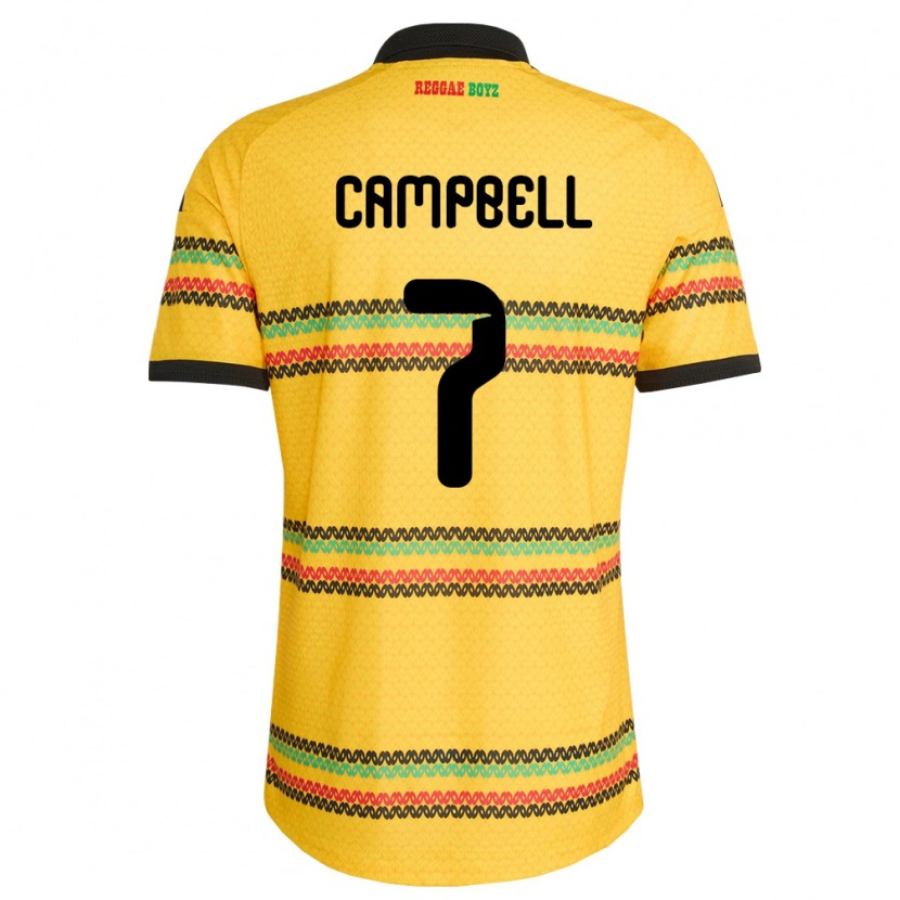 Danxen Mujer Camiseta Jamaica Tyreece Campbell #7 Amarillo Negro Verde 1ª Equipación 26-28 La Camisa