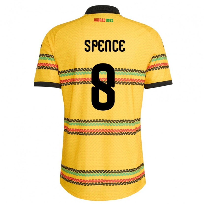 Danxen Mujer Camiseta Jamaica Drew Spence #8 Amarillo Negro Verde 1ª Equipación 26-28 La Camisa