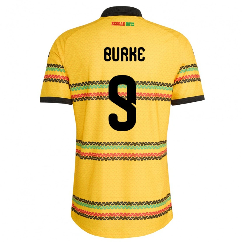 Danxen Mujer Camiseta Jamaica Cory Burke #9 Amarillo Negro Verde 1ª Equipación 26-28 La Camisa
