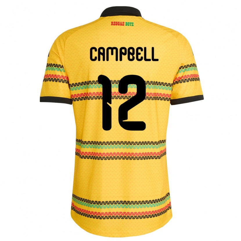 Danxen Mujer Camiseta Jamaica Sashana Campbell #12 Amarillo Negro Verde 1ª Equipación 26-28 La Camisa
