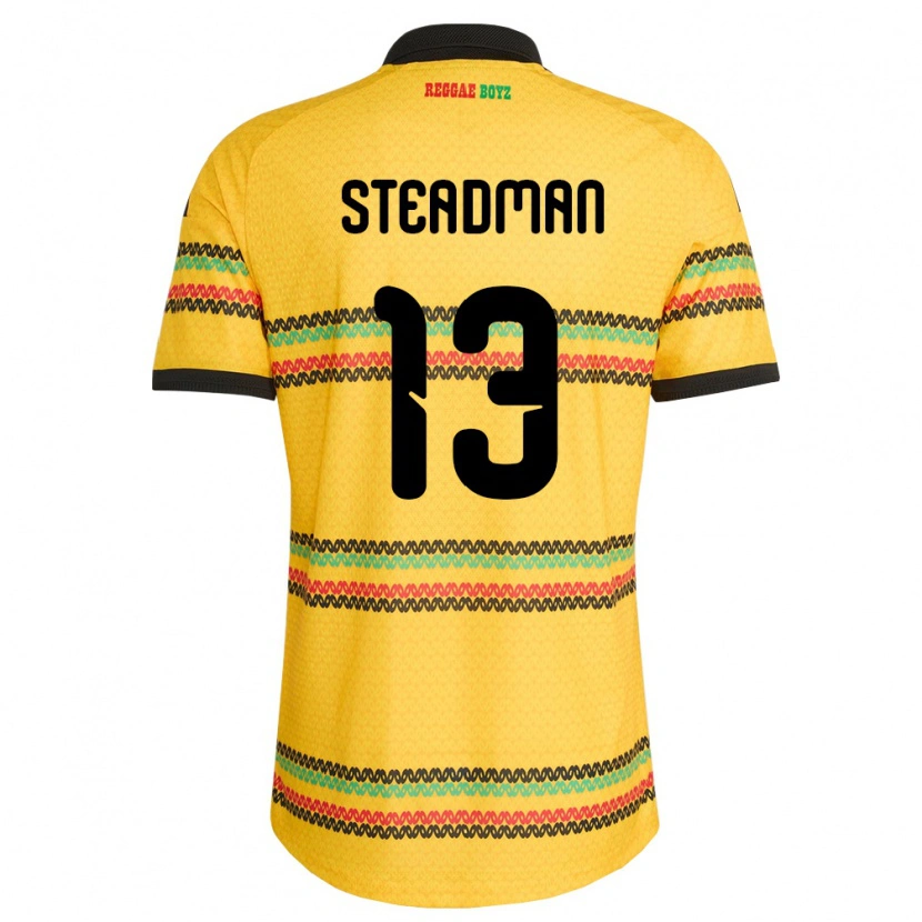 Danxen Mujer Camiseta Jamaica Johnoi Steadman #13 Amarillo Negro Verde 1ª Equipación 26-28 La Camisa