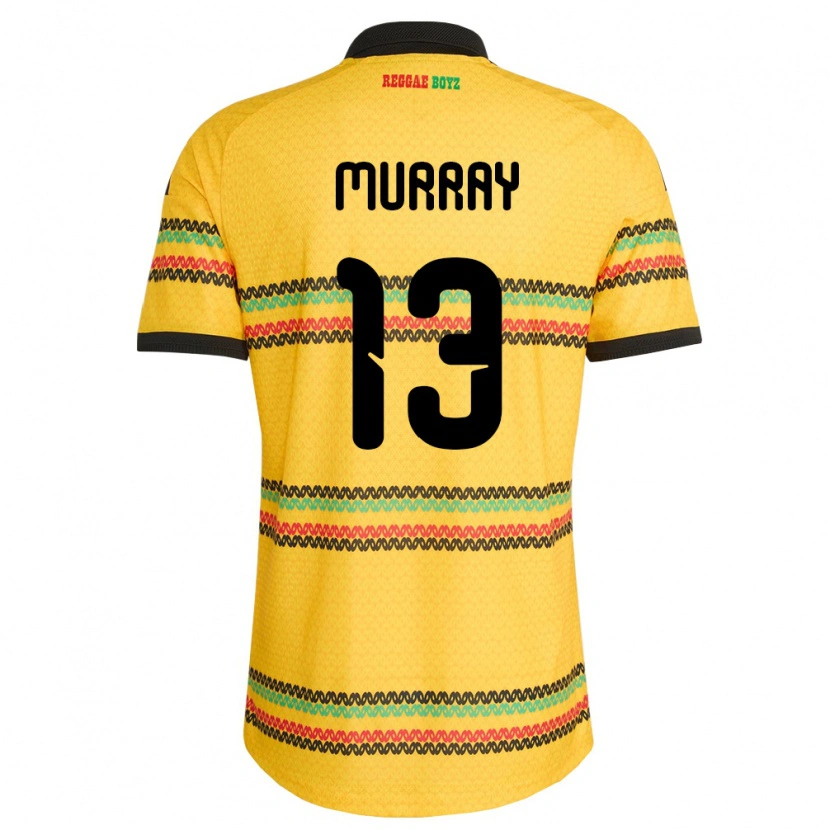 Danxen Mujer Camiseta Jamaica Justin Murray #13 Amarillo Negro Verde 1ª Equipación 26-28 La Camisa