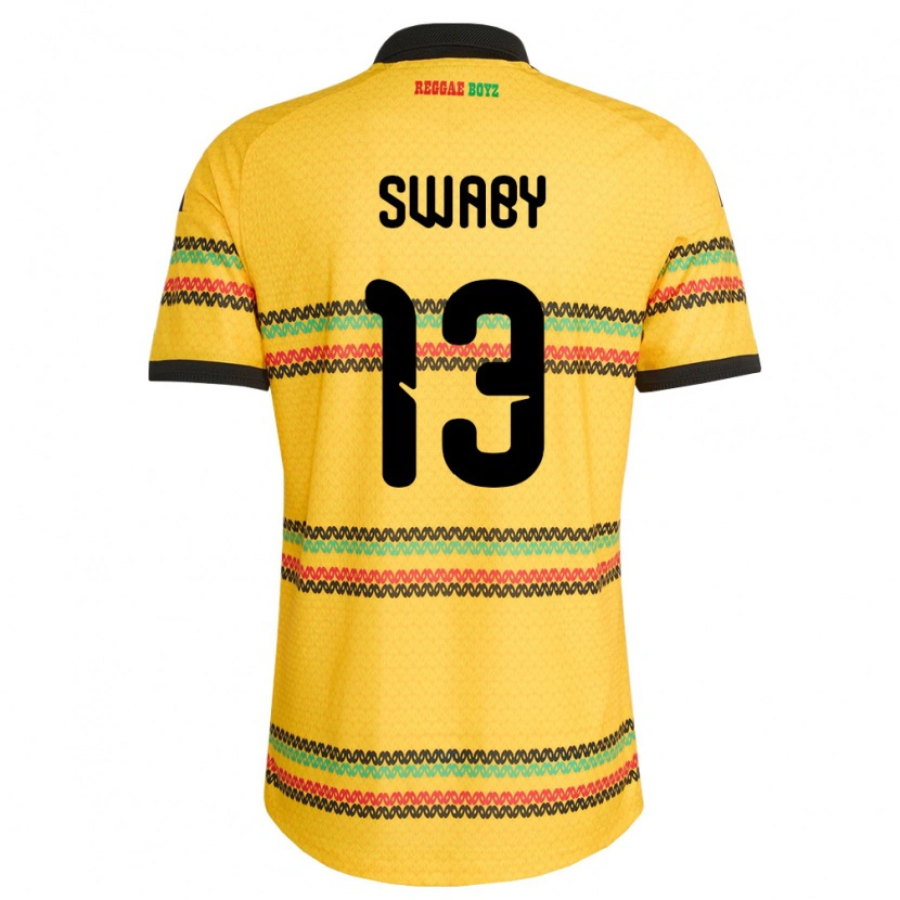 Danxen Mujer Camiseta Jamaica Allyson Swaby #13 Amarillo Negro Verde 1ª Equipación 26-28 La Camisa