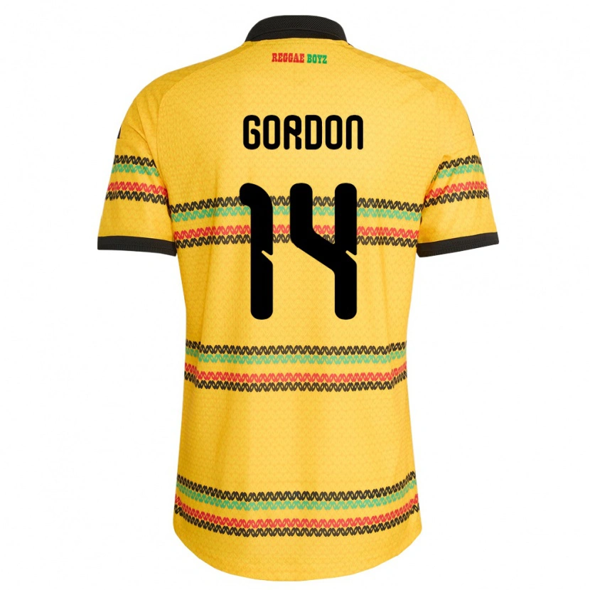 Danxen Mujer Camiseta Jamaica Ashton Gordon #14 Amarillo Negro Verde 1ª Equipación 26-28 La Camisa