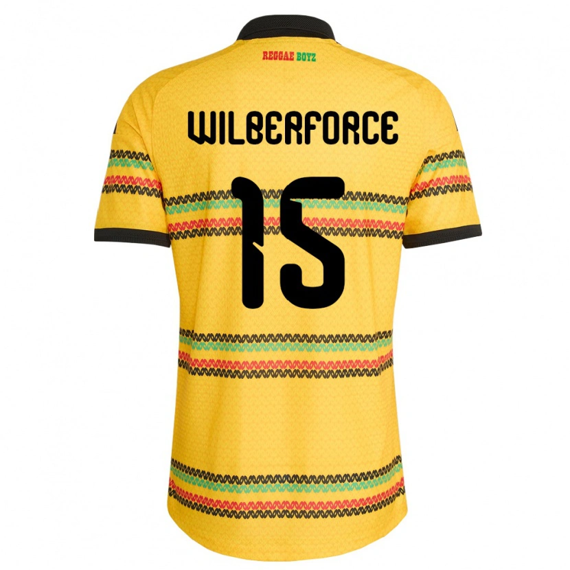 Danxen Mujer Camiseta Jamaica Odane Wilberforce #15 Amarillo Negro Verde 1ª Equipación 26-28 La Camisa
