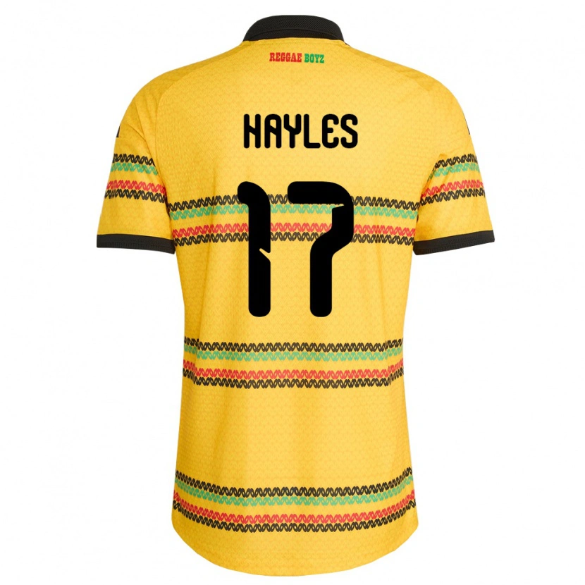 Danxen Mujer Camiseta Jamaica Justin Hayles #17 Amarillo Negro Verde 1ª Equipación 26-28 La Camisa