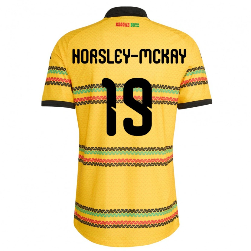 Danxen Mujer Camiseta Jamaica Kyron Horsley-Mckay #19 Amarillo Negro Verde 1ª Equipación 26-28 La Camisa