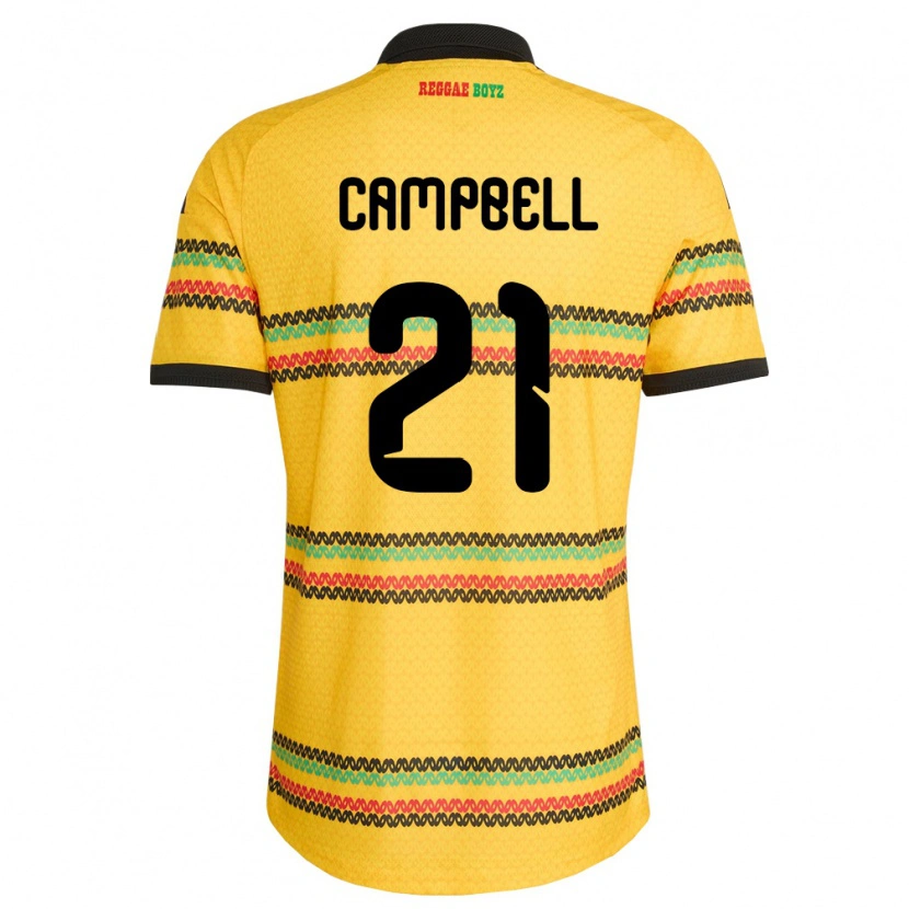 Danxen Mujer Camiseta Jamaica Norman Campbell #21 Amarillo Negro Verde 1ª Equipación 26-28 La Camisa