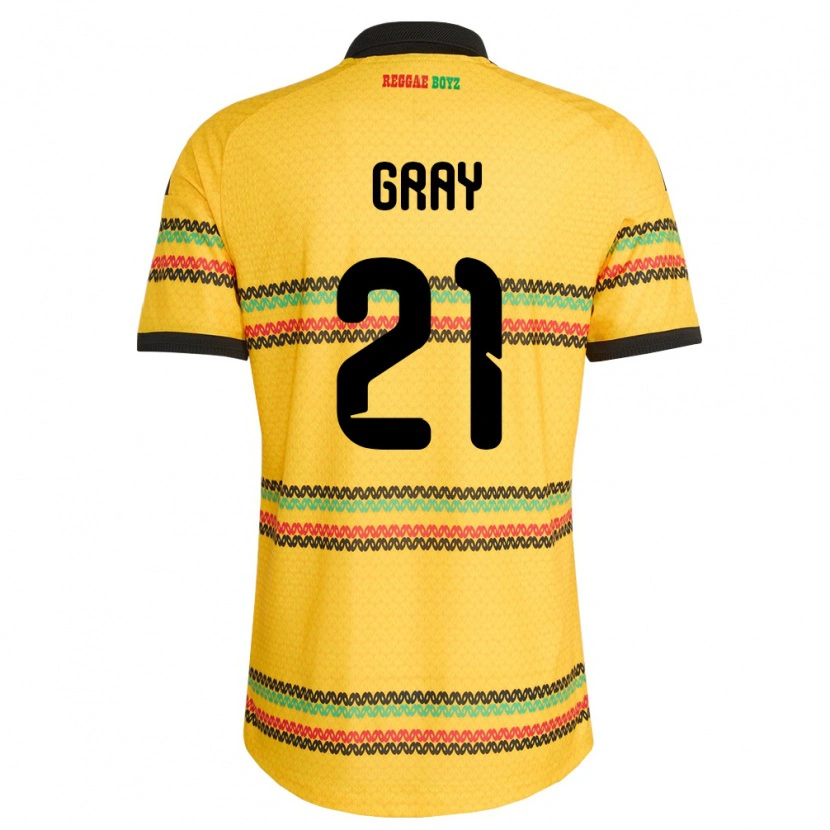Danxen Mujer Camiseta Jamaica Jahieme Gray #21 Amarillo Negro Verde 1ª Equipación 26-28 La Camisa