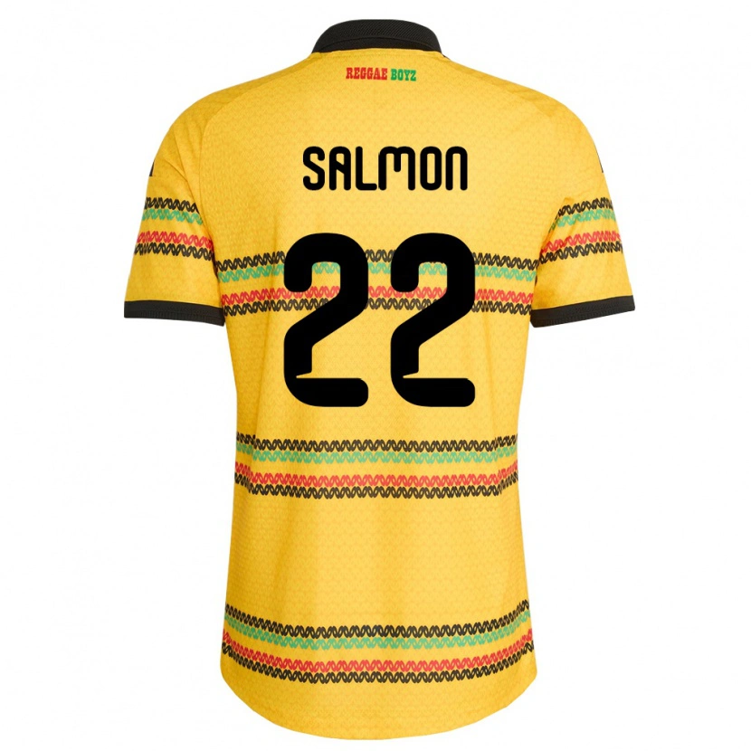 Danxen Mujer Camiseta Jamaica Christina Salmon #22 Amarillo Negro Verde 1ª Equipación 26-28 La Camisa