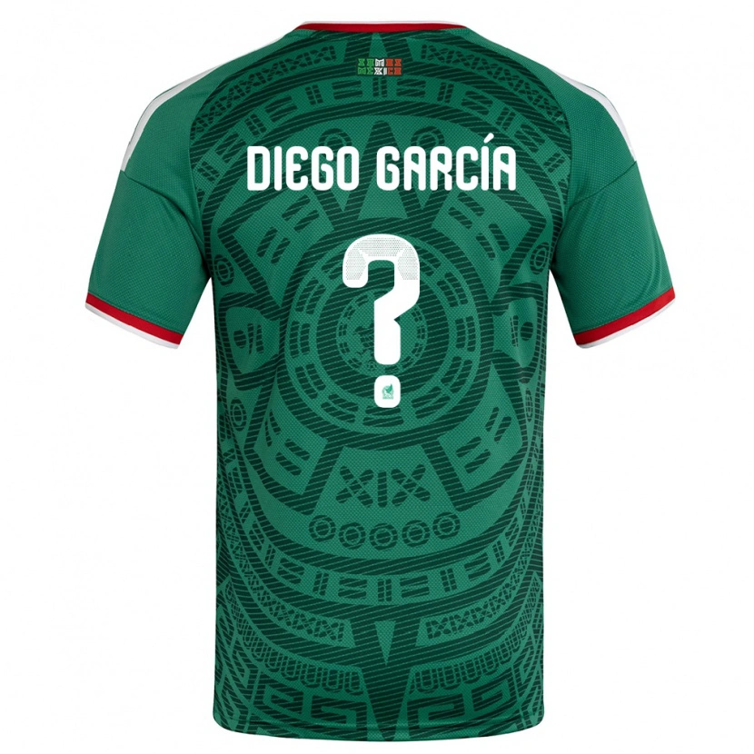 Danxen Mujer Camiseta México Diego García #0 Verde Blanco Rojo 1ª Equipación 26-28 La Camisa