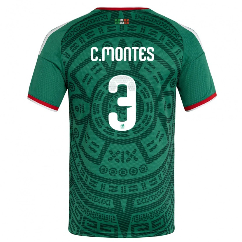 Danxen Mujer Camiseta México César Montes #3 Verde Blanco Rojo 1ª Equipación 26-28 La Camisa