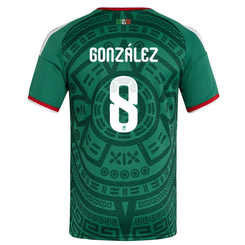 Danxen Mujer Camiseta México Ricardo González #8 Verde Blanco Rojo 1ª Equipación 26-28 La Camisa