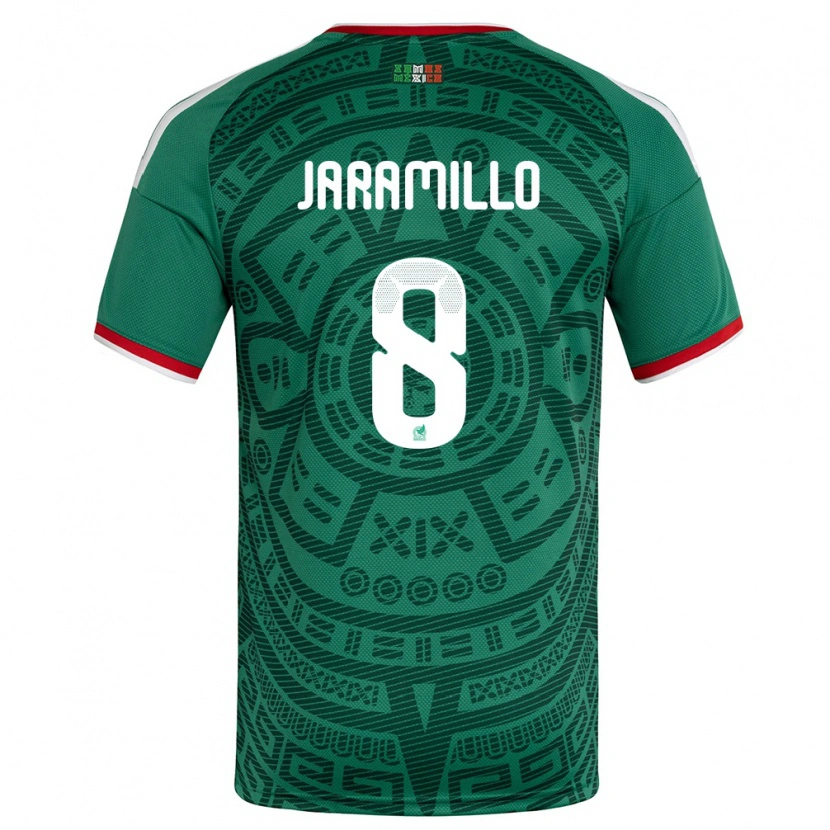 Danxen Mujer Camiseta México Carolina Jaramillo #8 Verde Blanco Rojo 1ª Equipación 26-28 La Camisa