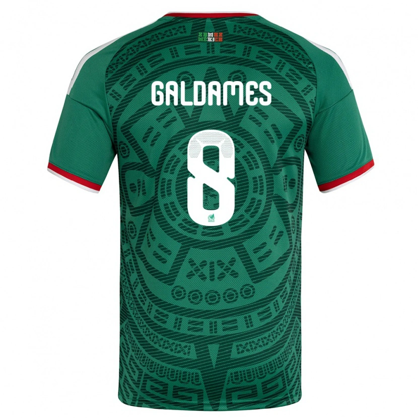 Danxen Mujer Camiseta México Benjamin Galdames #8 Verde Blanco Rojo 1ª Equipación 26-28 La Camisa