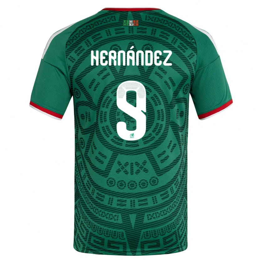 Danxen Mujer Camiseta México Jesus Hernandez #9 Verde Blanco Rojo 1ª Equipación 26-28 La Camisa