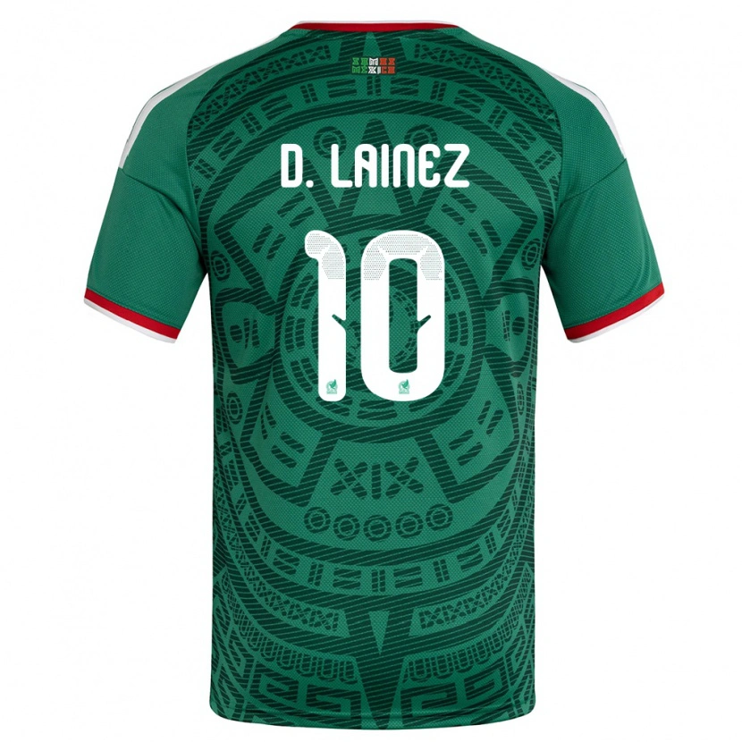 Danxen Mujer Camiseta México Diego Lainez #10 Verde Blanco Rojo 1ª Equipación 26-28 La Camisa