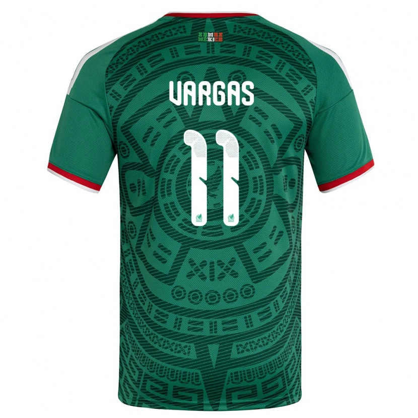 Danxen Mujer Camiseta México Uziel Vargas #11 Verde Blanco Rojo 1ª Equipación 26-28 La Camisa