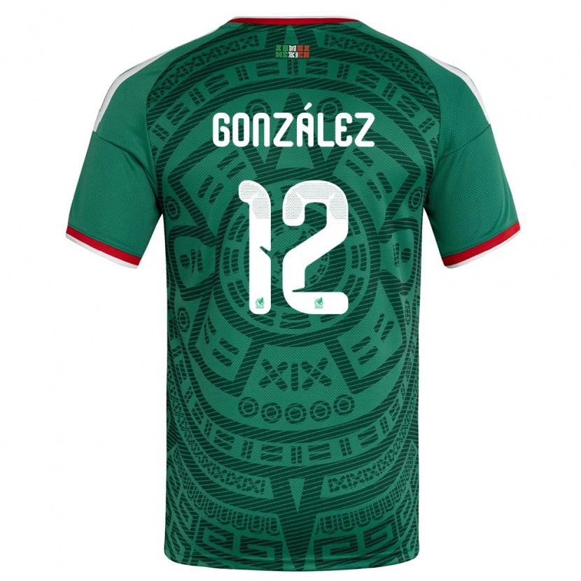 Danxen Mujer Camiseta México Itzel Gonzalez #12 Verde Blanco Rojo 1ª Equipación 26-28 La Camisa