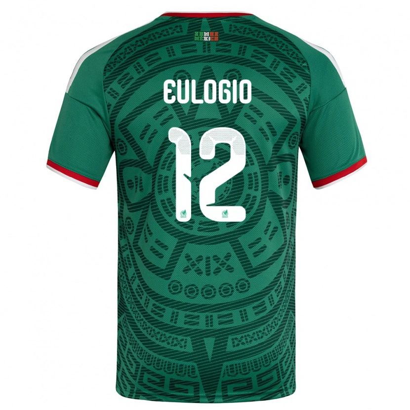 Danxen Mujer Camiseta México Jose Eulogio #12 Verde Blanco Rojo 1ª Equipación 26-28 La Camisa