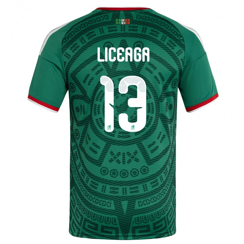 Danxen Mujer Camiseta México Sebastián Liceaga #13 Verde Blanco Rojo 1ª Equipación 26-28 La Camisa