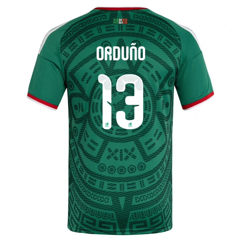 Danxen Mujer Camiseta México David Orduño #13 Verde Blanco Rojo 1ª Equipación 26-28 La Camisa