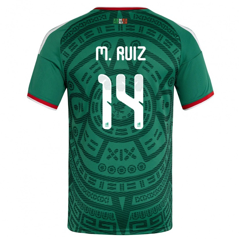 Danxen Mujer Camiseta México Marcel Ruiz #14 Verde Blanco Rojo 1ª Equipación 26-28 La Camisa