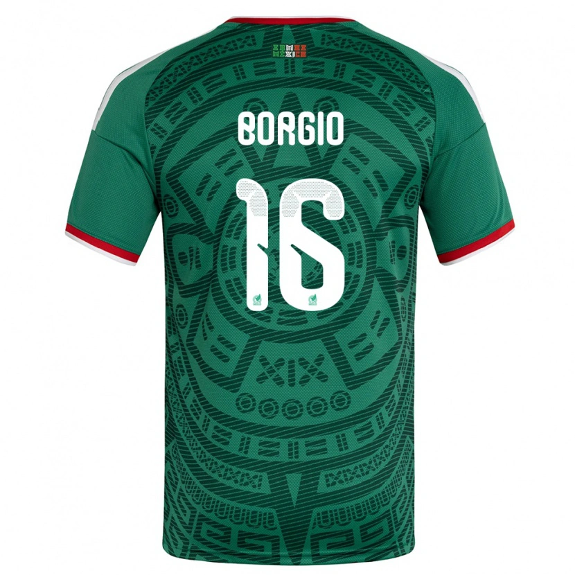 Danxen Mujer Camiseta México Íñigo Borgio #16 Verde Blanco Rojo 1ª Equipación 26-28 La Camisa