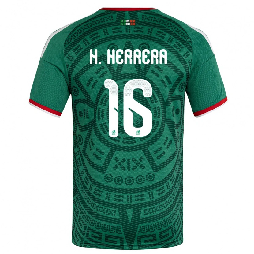 Danxen Mujer Camiseta México Hector Herrera #16 Verde Blanco Rojo 1ª Equipación 26-28 La Camisa