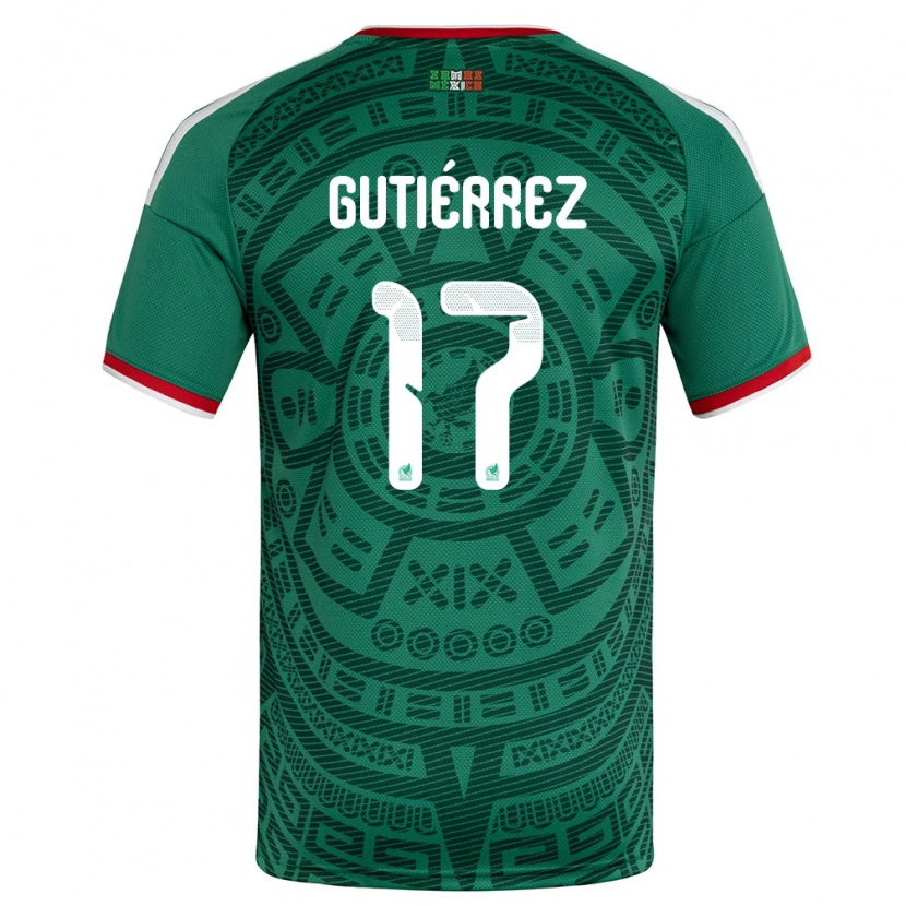 Danxen Mujer Camiseta México Gerson Gutiérrez #17 Verde Blanco Rojo 1ª Equipación 26-28 La Camisa