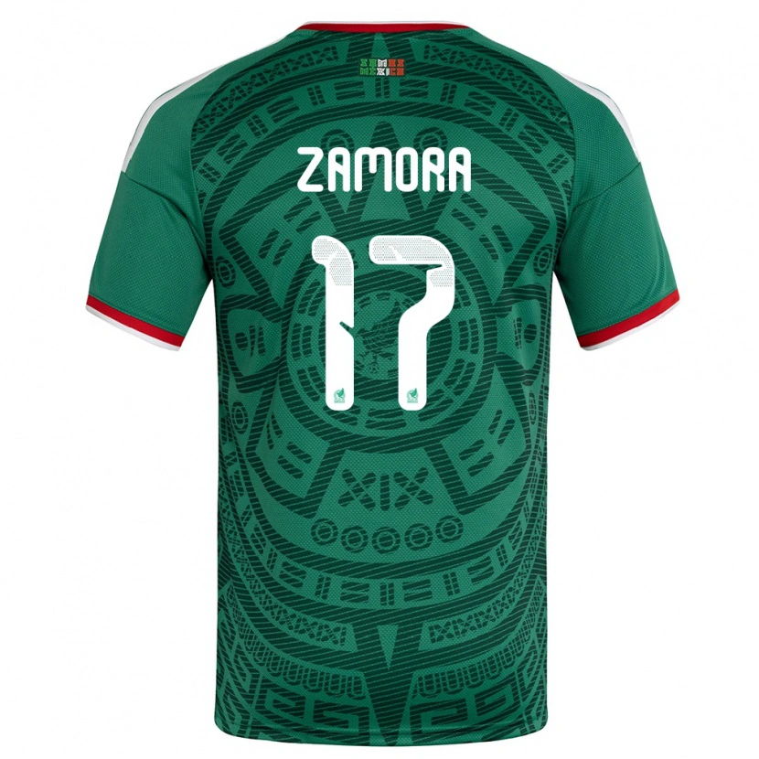 Danxen Mujer Camiseta México Saul Zamora #17 Verde Blanco Rojo 1ª Equipación 26-28 La Camisa