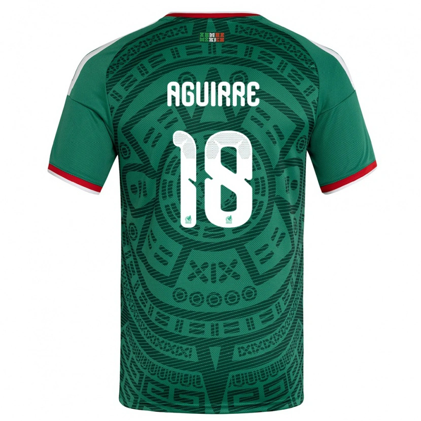 Danxen Mujer Camiseta México Eduardo Aguirre #18 Verde Blanco Rojo 1ª Equipación 26-28 La Camisa