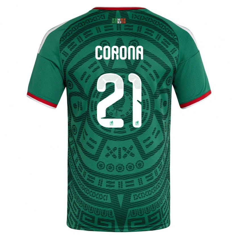 Danxen Mujer Camiseta México José Corona #21 Verde Blanco Rojo 1ª Equipación 26-28 La Camisa