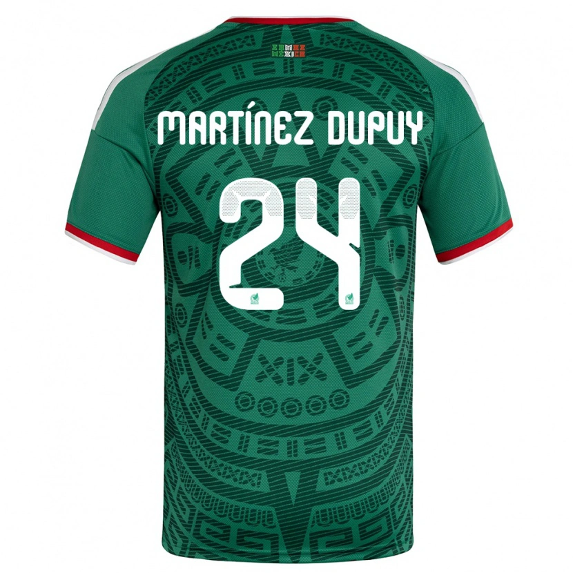 Danxen Mujer Camiseta México Luca Martínez Dupuy #24 Verde Blanco Rojo 1ª Equipación 26-28 La Camisa