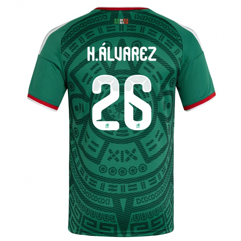 Danxen Mujer Camiseta México Kevin Álvarez #26 Verde Blanco Rojo 1ª Equipación 26-28 La Camisa