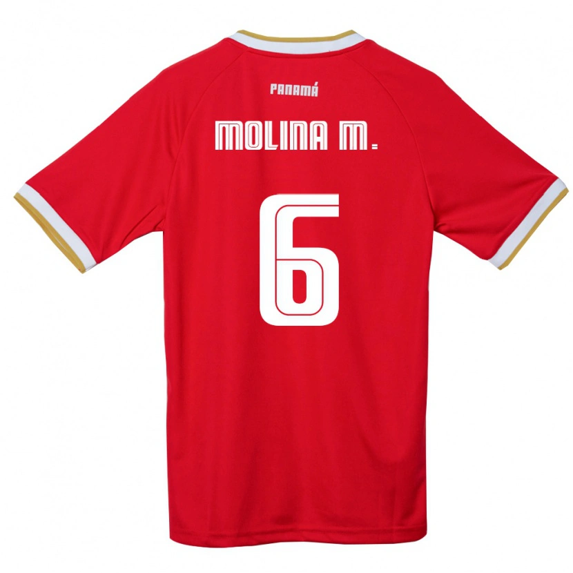 Danxen Mujer Camiseta Panamá Mariana Molina #6 Rojo Marrón Blanco 1ª Equipación 26-28 La Camisa