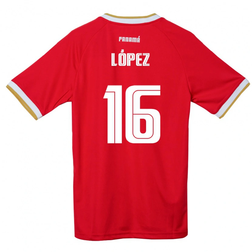 Danxen Mujer Camiseta Panamá Estevis López #16 Rojo Marrón Blanco 1ª Equipación 26-28 La Camisa