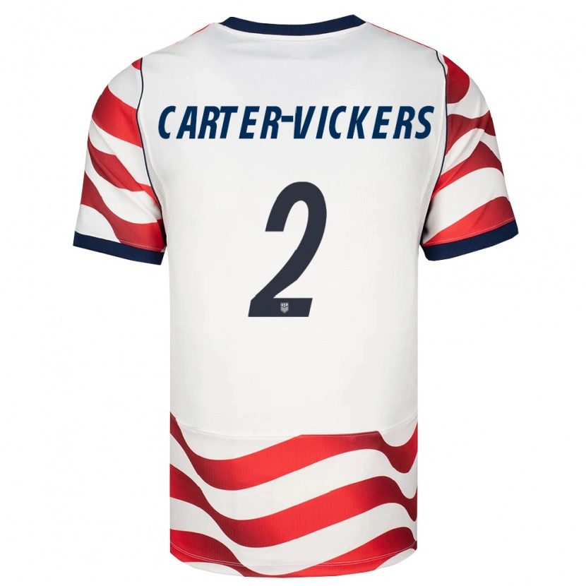 Danxen Mujer Camiseta Estados Unidos Cameron Carter-Vickers #2 Rojo Blanco Negro 1ª Equipación 26-28 La Camisa