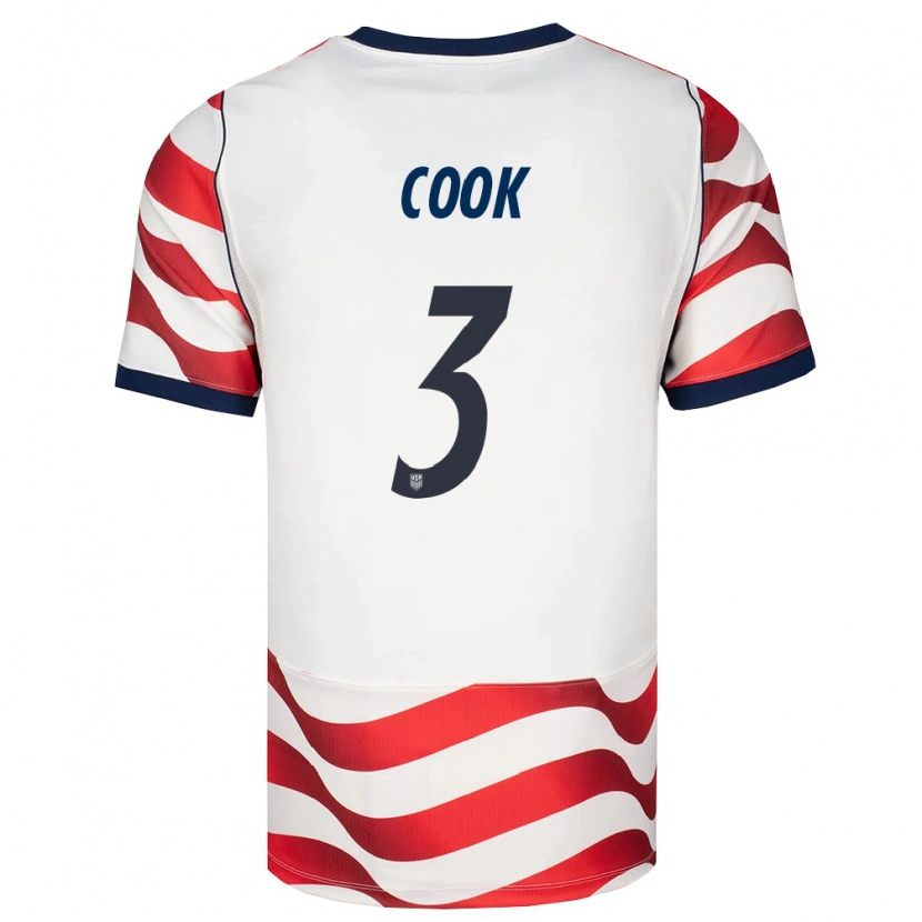 Danxen Mujer Camiseta Estados Unidos Alana Cook #3 Rojo Blanco Negro 1ª Equipación 26-28 La Camisa