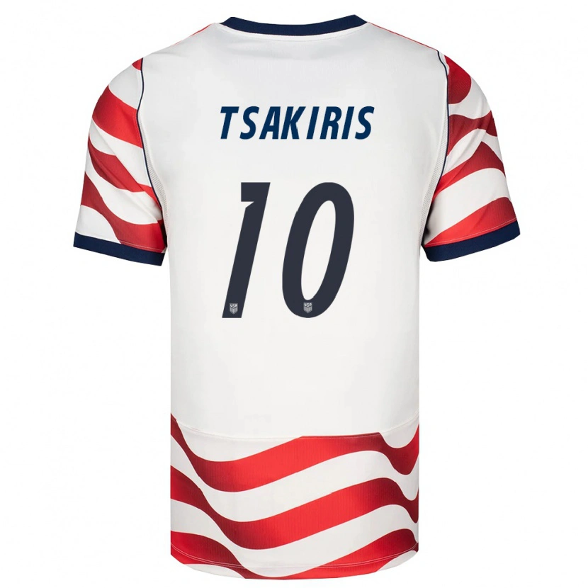 Danxen Mujer Camiseta Estados Unidos Niko Tsakiris #10 Rojo Blanco Negro 1ª Equipación 26-28 La Camisa