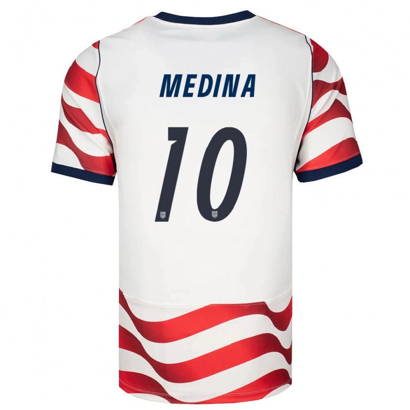 Danxen Mujer Camiseta Estados Unidos Cruz Medina #10 Rojo Blanco Negro 1ª Equipación 26-28 La Camisa