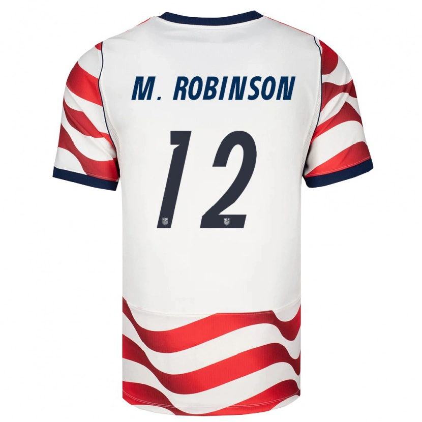 Danxen Mujer Camiseta Estados Unidos Miles Robinson #12 Rojo Blanco Negro 1ª Equipación 26-28 La Camisa